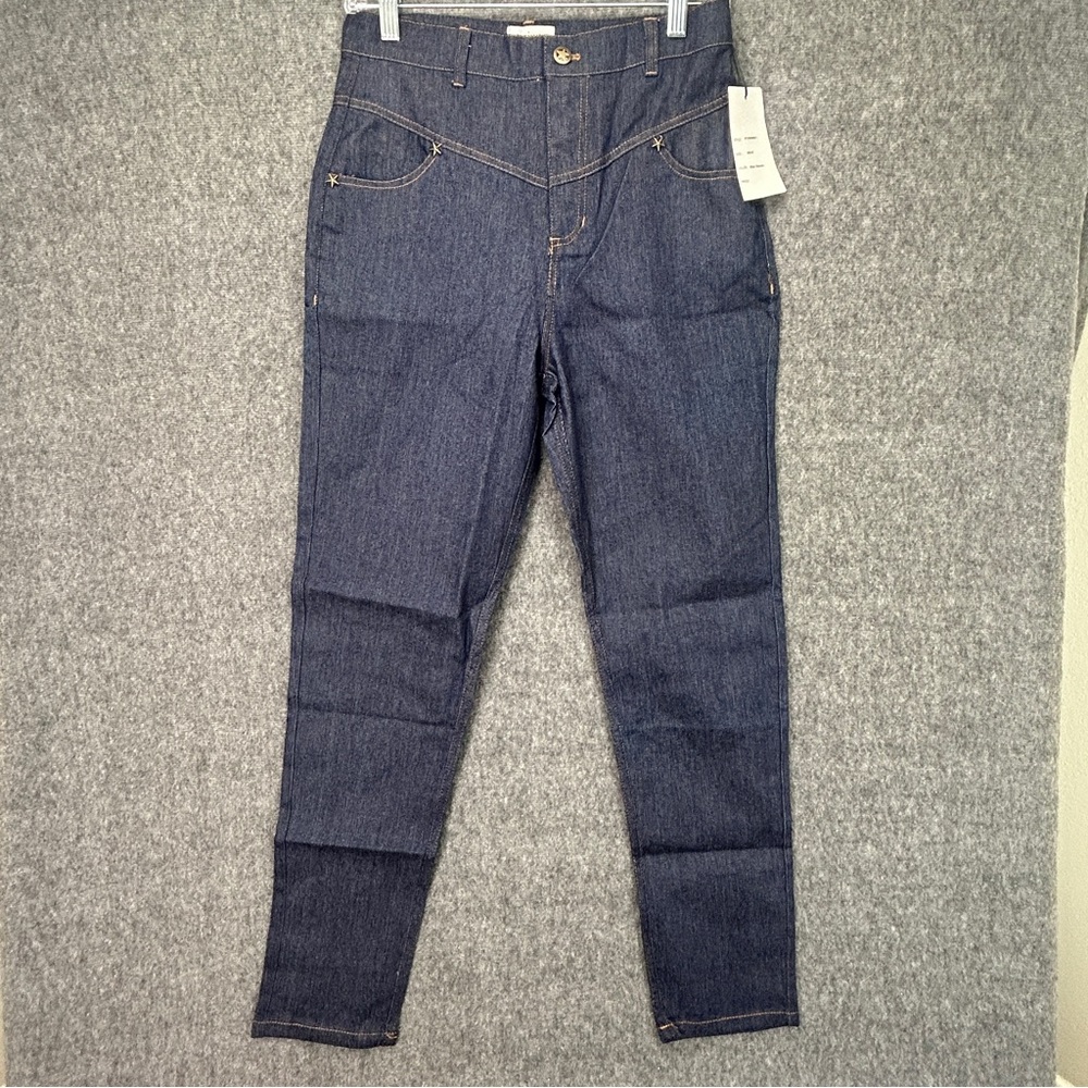 Unique Vintage Jeans Womens M/6-8 Blue Dark Wash High Rise Skinny Stretch Denim